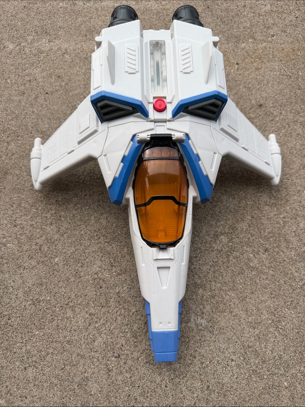White and Blue Kids Toy Space Jet with Amber Canopy